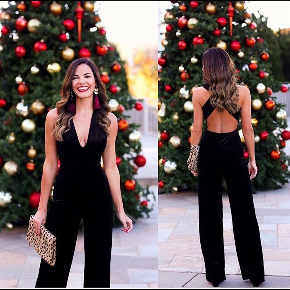 Black velvet jumpsuit